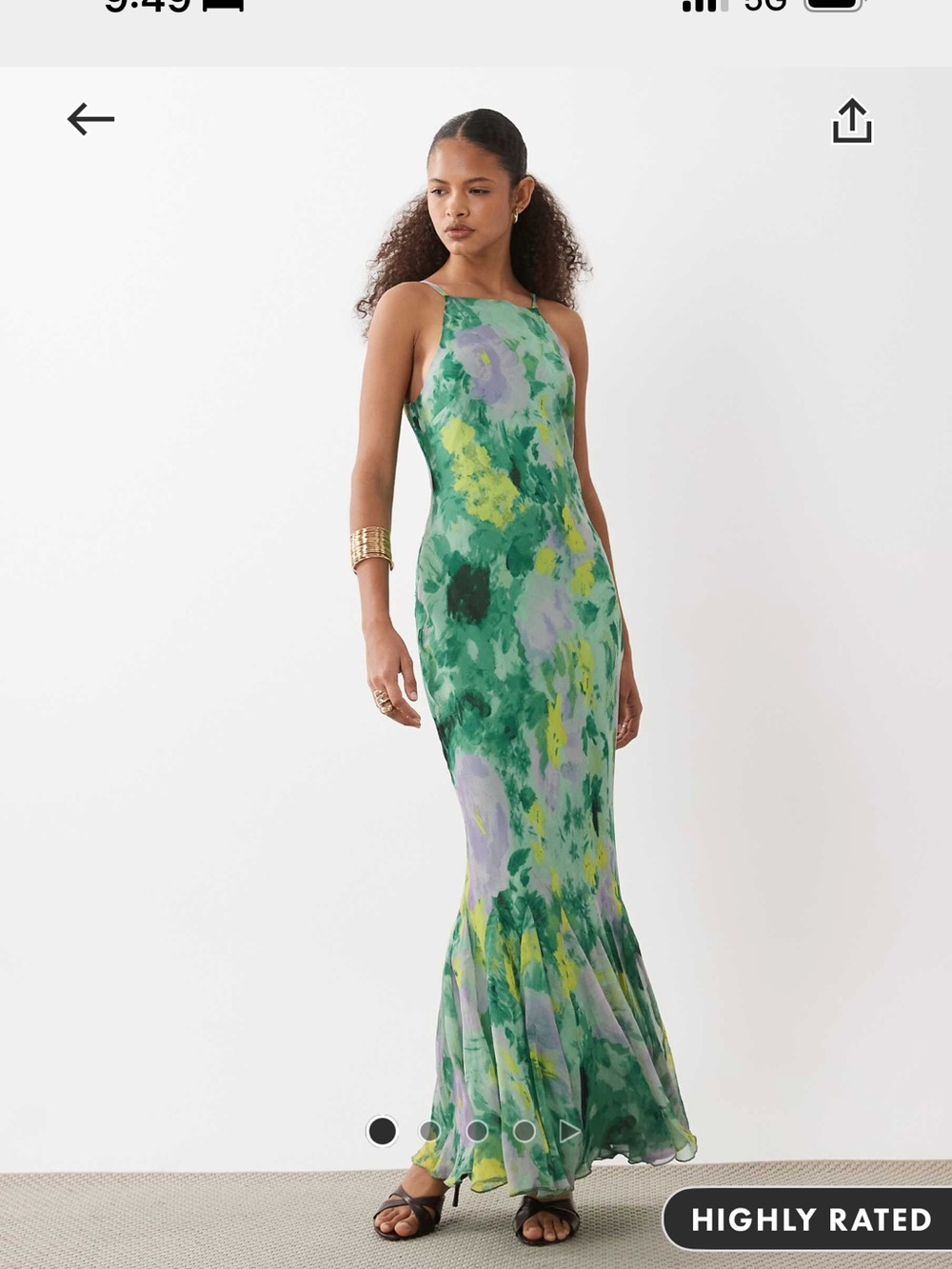 ASOS Green Floral Maxi Mermaid Dress